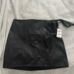 Sleek Black Mini Skirt with Tie Detail